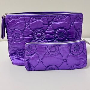 Clinique Purple Quilted Women's Makeup Bag Set